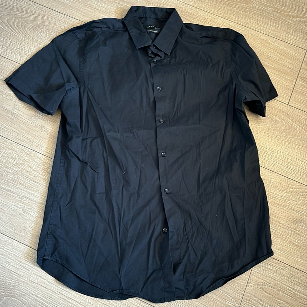 Black short sleeve button down